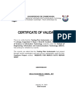 Certificate of Validation: Universidad de Zamboanga