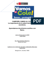 Campaña Vamos Al Cole La Importancia de La Salud Mental en Los Escolares. Aprendamos de Primeros Auxilios Con Samu