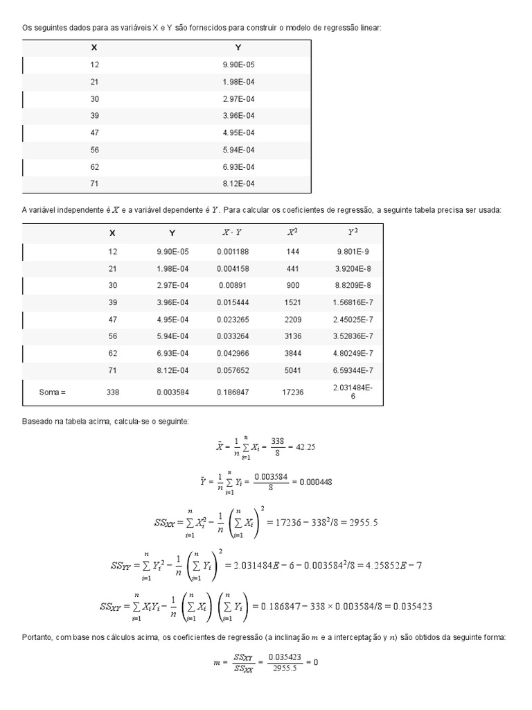 Calculadora de Regressão Linear Passo A Passo | PDF | Regressão linear ...