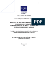 Estudio de Pre-Factibilidad para La Producción Y Venta de Hamburguesas de Pulpa de Trucha Enriquecidas Con Quinua
