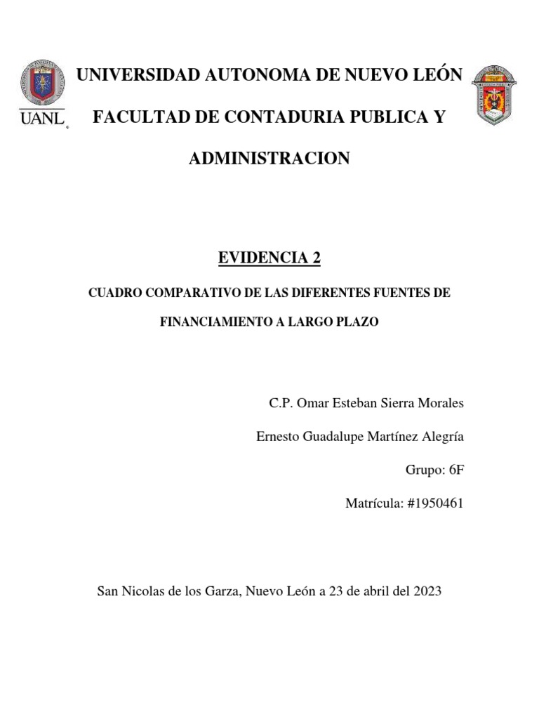 Fuentes de Financiamiento a Largo Plazo | PDF | Compartir (Finanzas ...