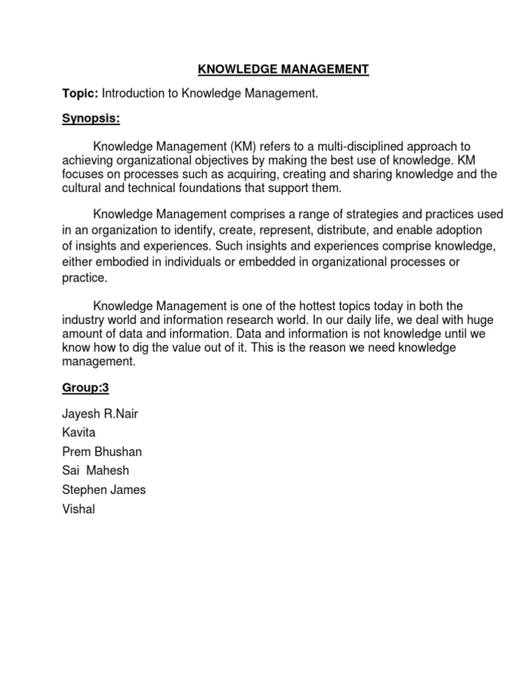 Knowledge Management | PDF