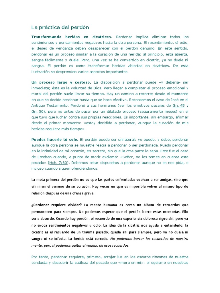 El Proceso del Perdón: Heridas a Cicatrices | PDF | Perdón | Pecado
