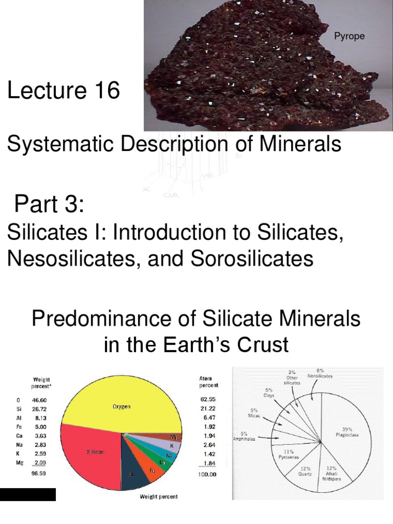 Lecture 16 Silicates I Mod 9 Corrected | PDF | Silicate | Minerals