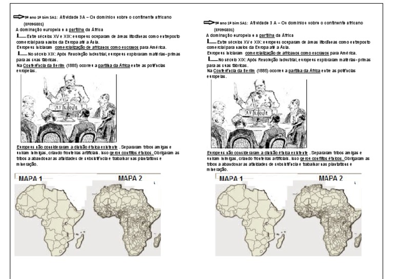 Atividade 3A Os domínios sobre o continente africano PDF