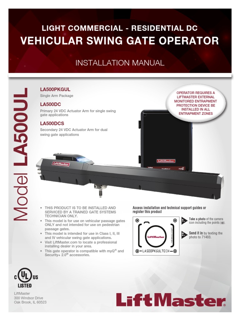 Vehicular Swing Gate Operator Installation Manual PDF Electrical