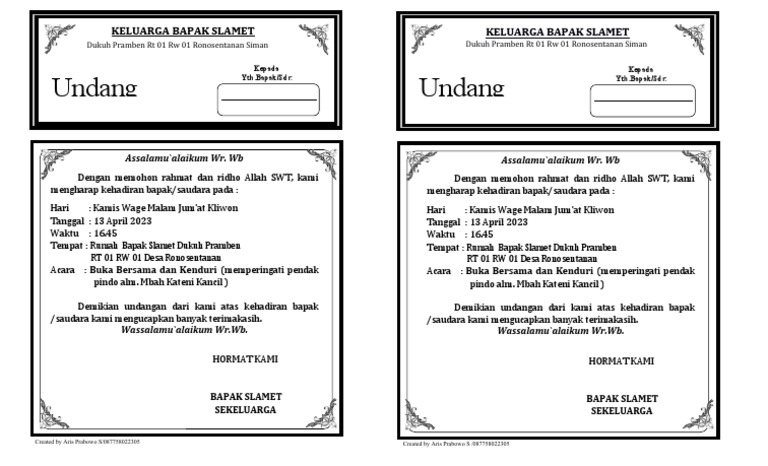 Undangan Bukber | PDF