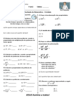 Matemática 9o ano avaliação unidade