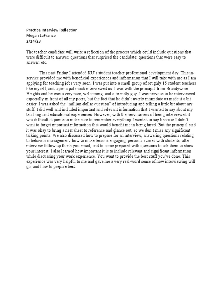 Practice Interview Reflection | PDF