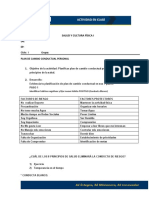 Salud Y Cultura Física I De:: EP: Ciclo: I Grupo: Plan de Cambio Conductual Personal