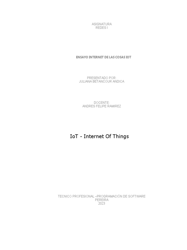 ENSAYO DE LA IoT REDES | PDF | Internet de las Cosas | Internet