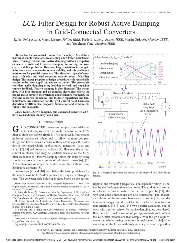 LCLFilter Design For Robust Active Damping PDF Electronic Filter Resonance