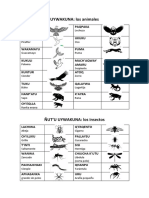 Vocabulario de animales y cosas de la naturaleza en quechua