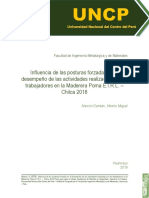 Influencia de Las Posturas Forzadas en El Desempeño de Las Actividades Realizadas Por Los Trabajadores en La Maderera Poma E.I.R.L. - Chilca 2018
