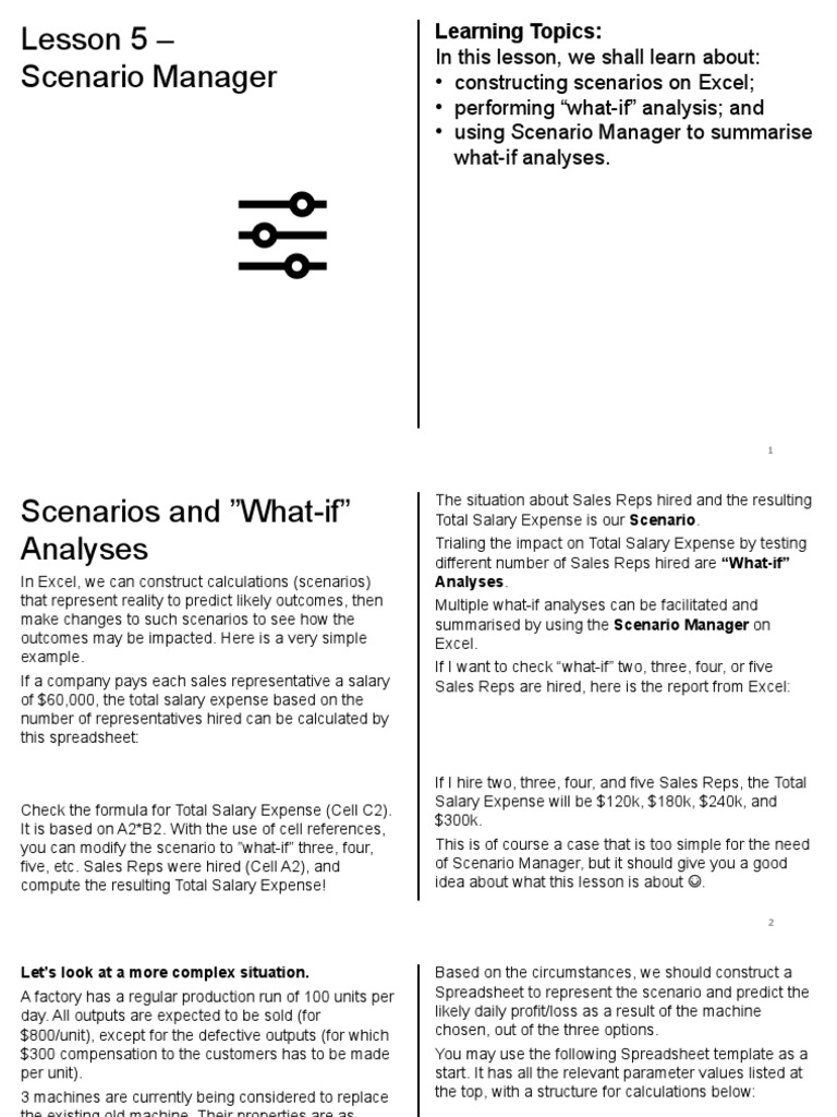 Excel Scenario Analysis Guide | PDF