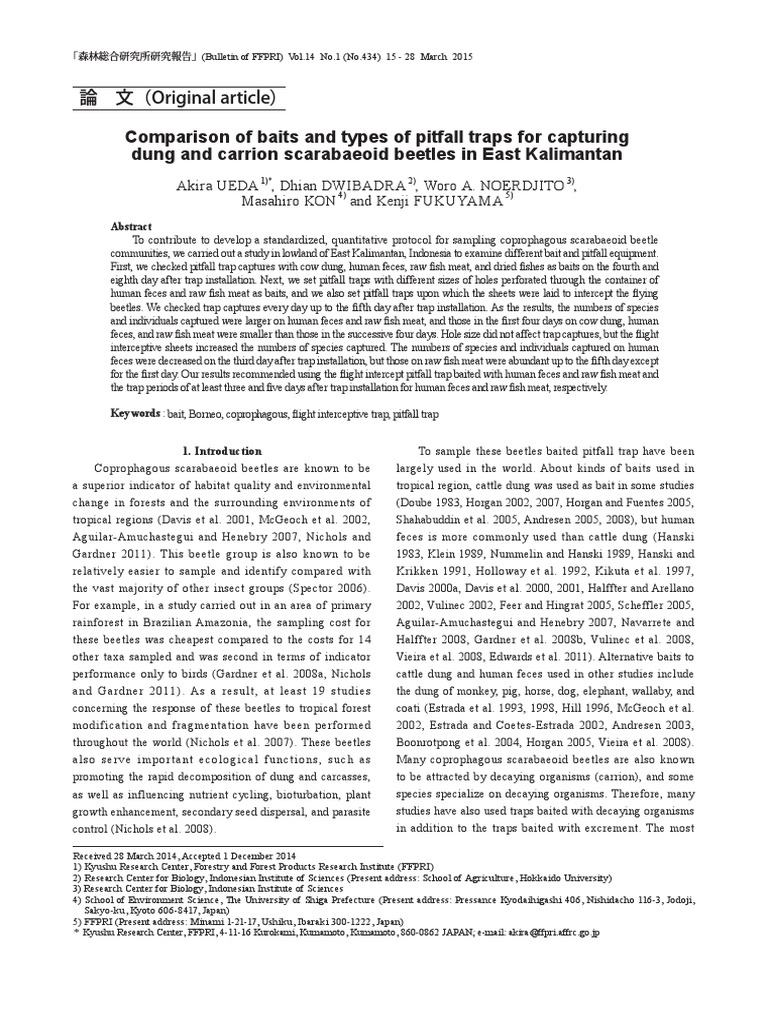 Comparison of Baits and Types of Pitfall Traps For Capturing Dung and ...
