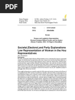Societal, Electoral, and Party Explanations For The Low Representation of Women in The House of Representatives