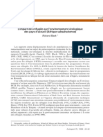 L'impact Des Réfugiés Sur L'environnement Écologique Des Pays D'accueil (Afrique Subsaharienne)