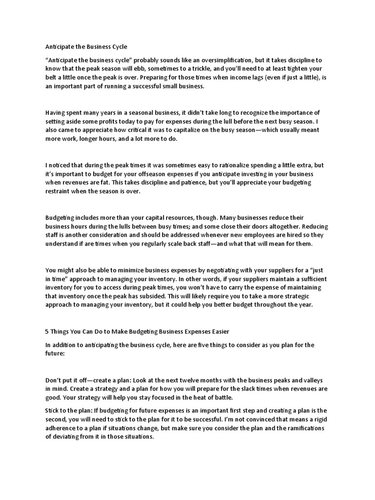 5 Tips For Budgeting Business Expenses | PDF | Inventory | Economies