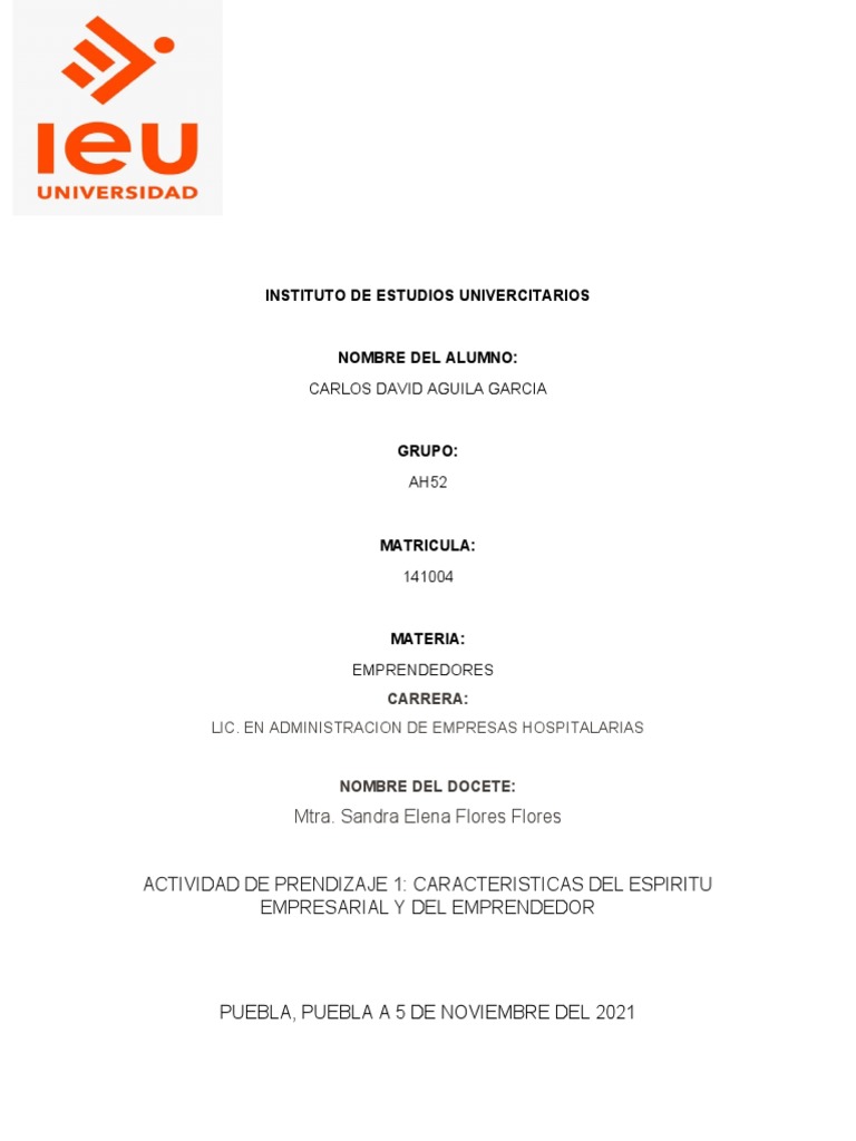 Características Del Espíritu Empresarial Pdf Iniciativa Empresarial