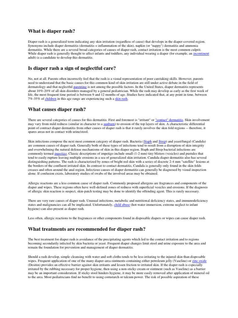 What Is Diaper Rash? Incontinent PDF Topical Medication Dermatitis