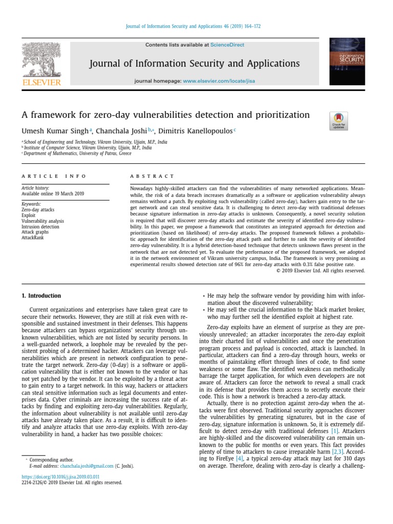 A Framework For Zero-Day Vulnerabilities Detection and Prioritization ...