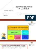 Biotransformación de La Energía: Docente: Dr. Frans Leiva Cabrera Curso: Biología Semana: 03 Grupo: B