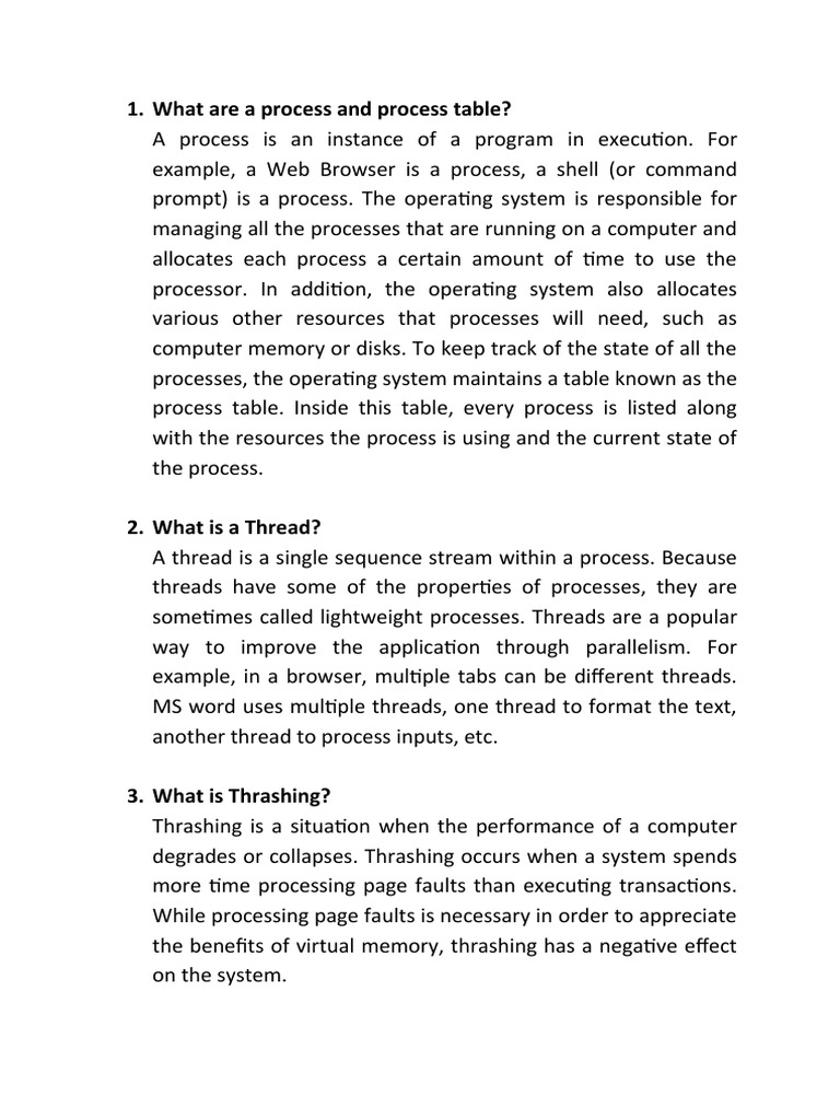 What Are A Process and Process Table? | PDF