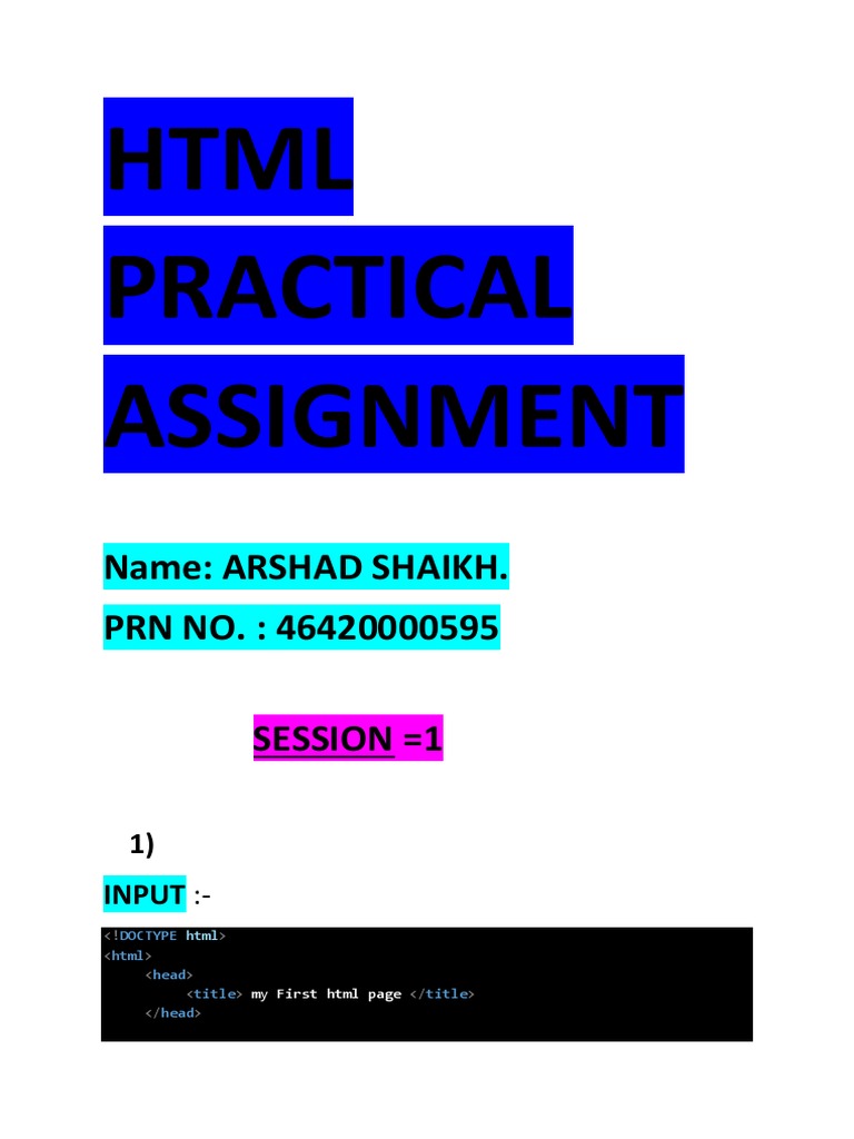HTML Practical Assignment-1 | PDF | World Wide Web | Internet & Web