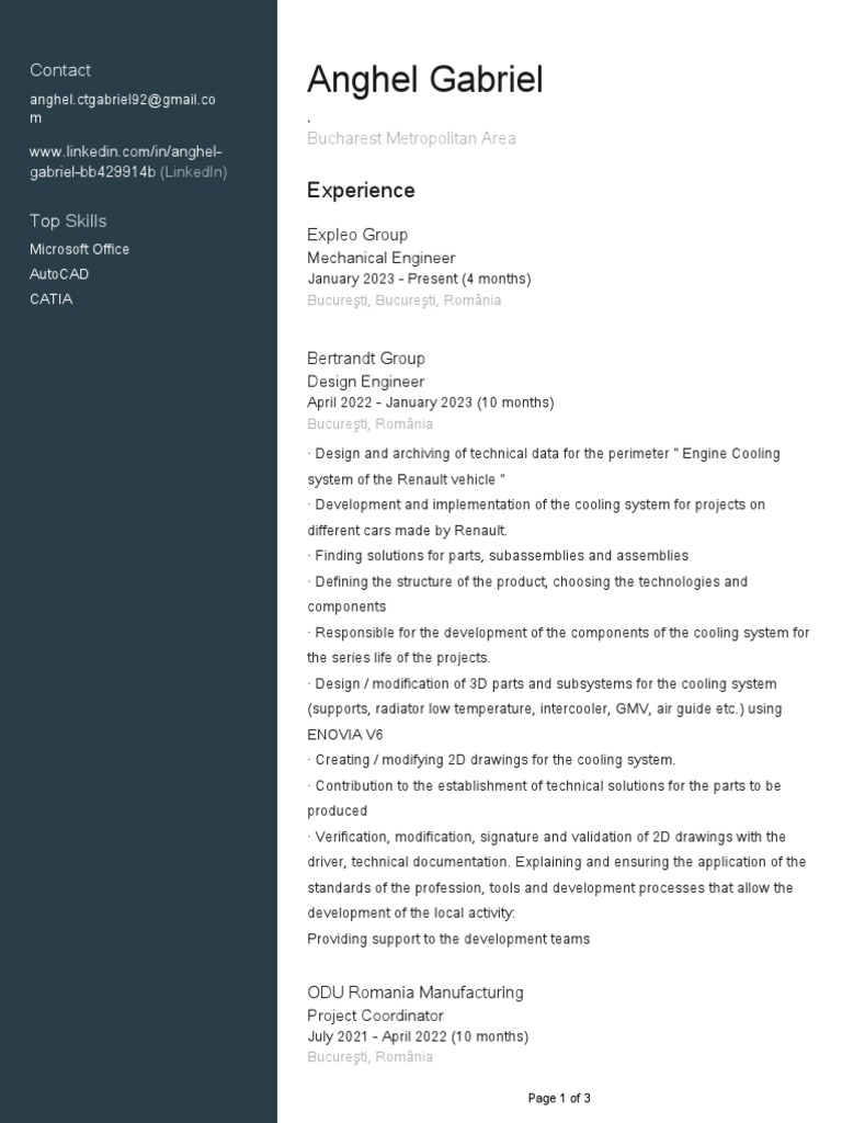 Aghel Constantin GabrielCV PDF Project Management Engineering