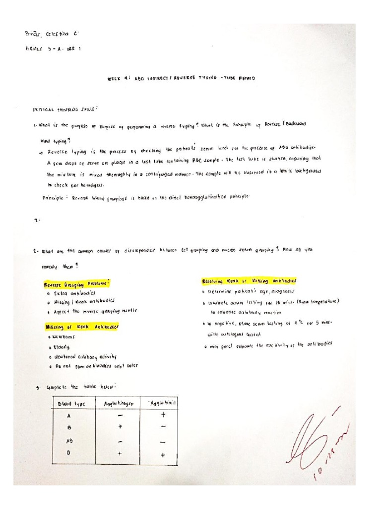 ABO Indirect Blood Typing - Tube Method | PDF
