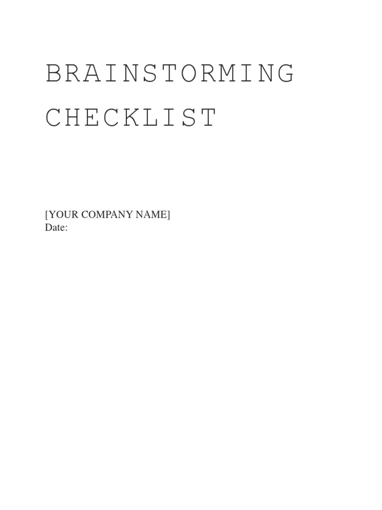 Conducting A Brainstorming Session Checklist Pdf Brainstorming