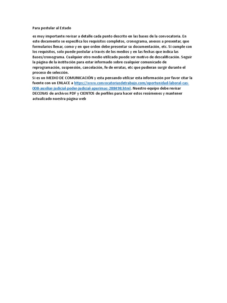 Requisitos para Postular al Estado | PDF