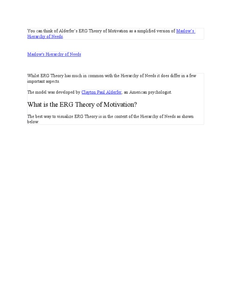 Understanding the ERG Theory of Motivation and its Implications for ...