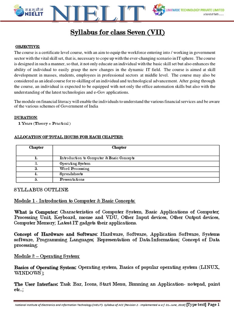 Class VII Syllabus | PDF | Spreadsheet | Icon (Computing)