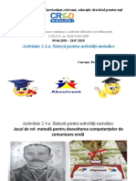 Activitate 2.4.a. Sinteză Pentru Activități Metodice: Proiectul CRED - Curriculum Relevant, Educație Deschisă Pentru Toți