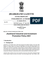 THE Jharkhand Gazette: Jharkhand Industrial and Investment Promotion Policy 2021