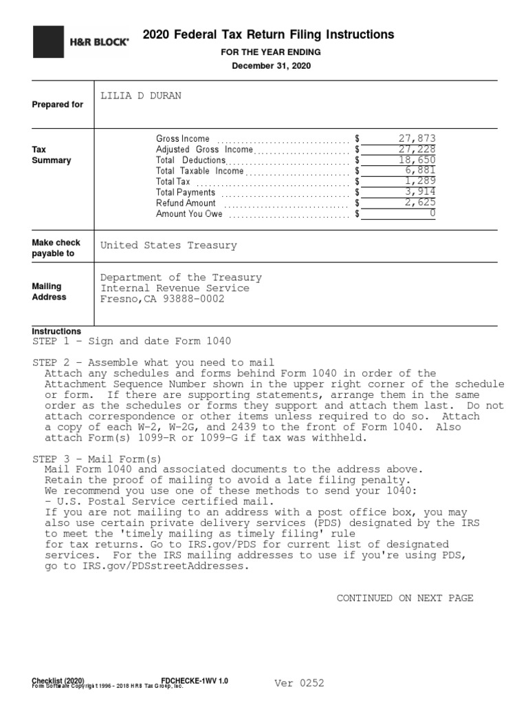 2020 Federal Tax Return Instructions | PDF | Irs Tax Forms | Social ...