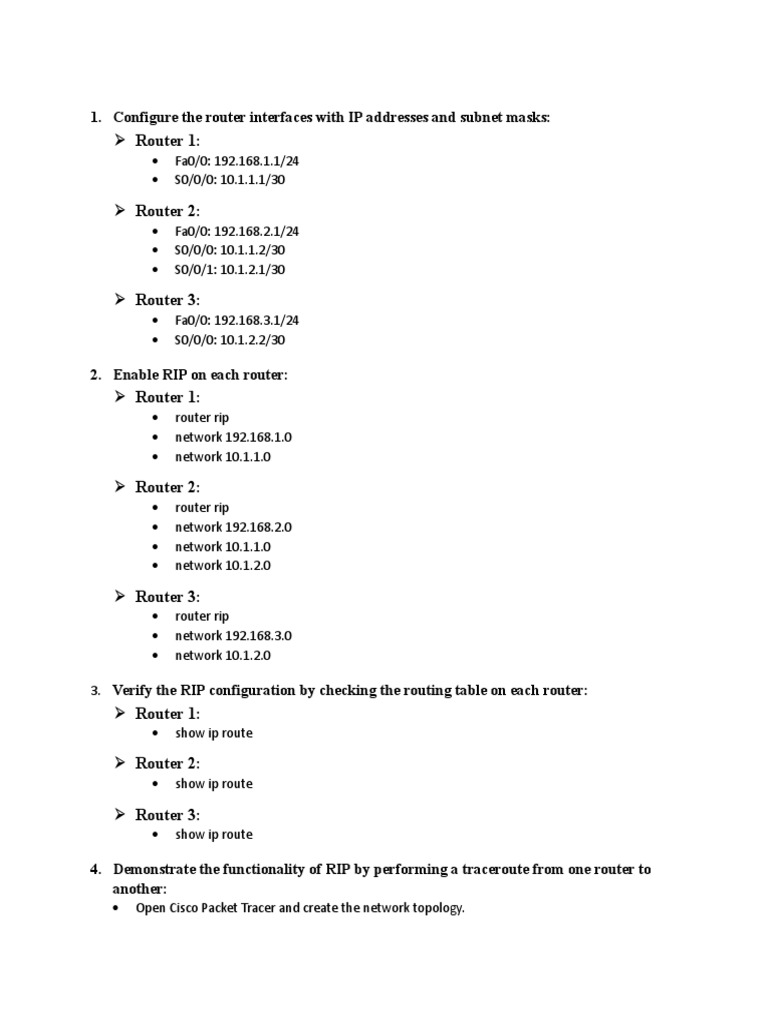 Configure The Router Interfaces With IP Addresses and Masks PDF