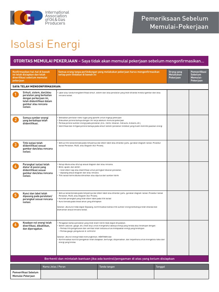 Prosedur Isolasi Energi Sebelum Kerja | PDF