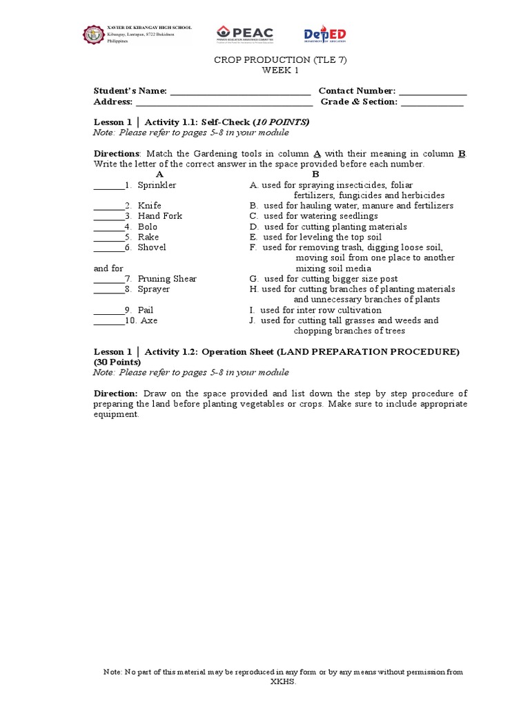 Farm Activity Sheets for TLE 7 | PDF | Fertilizer | Farms