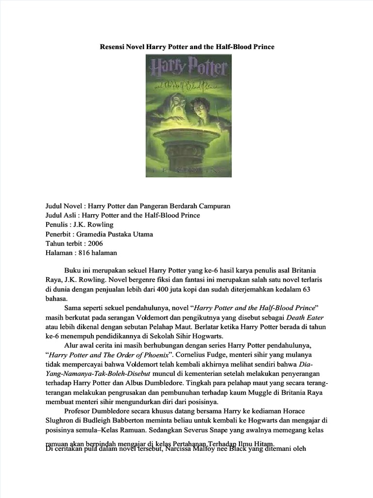 Resensi Novel Harry Potter 6 PDF