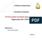 TP Procédeés de Fabrication Avancées: Impression 3D FDM