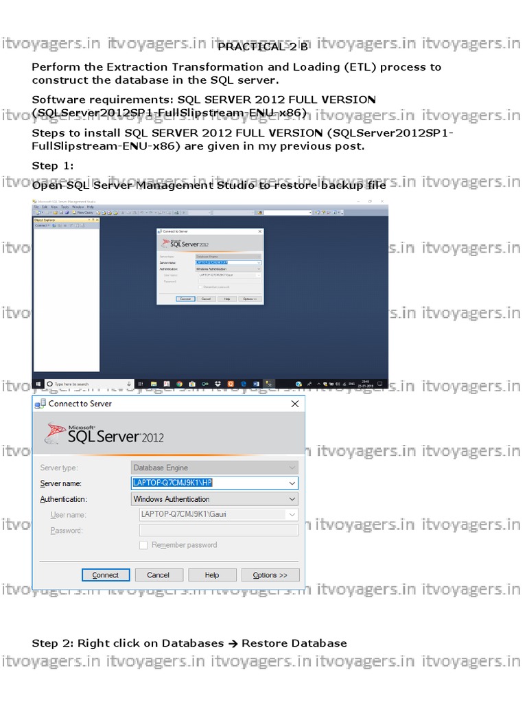ITVoyagers BI PRACTICAL 2 B ETL SQL MU TYIT | PDF