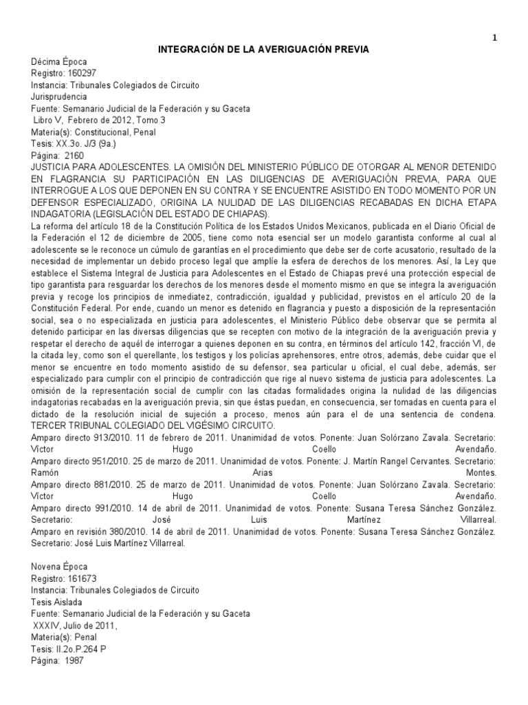 Integración de La Averiguación Previa | PDF | Derecho penal | Judicaturas