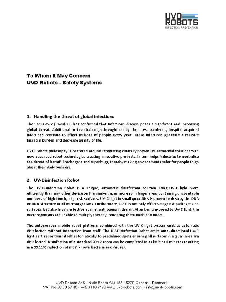 UVD Robot Pricing and Safety Overview | PDF