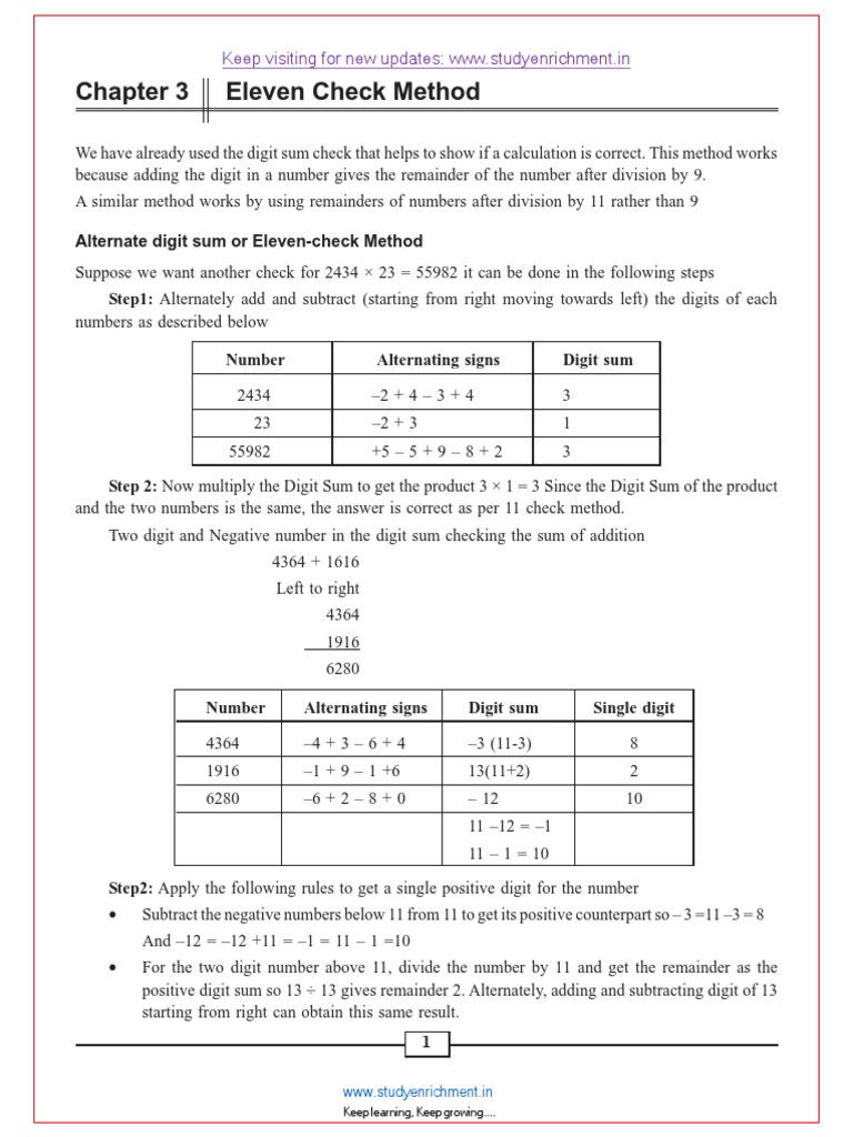 Vedic Maths Chapter 3 Download Free Pdf Subtraction Numbers