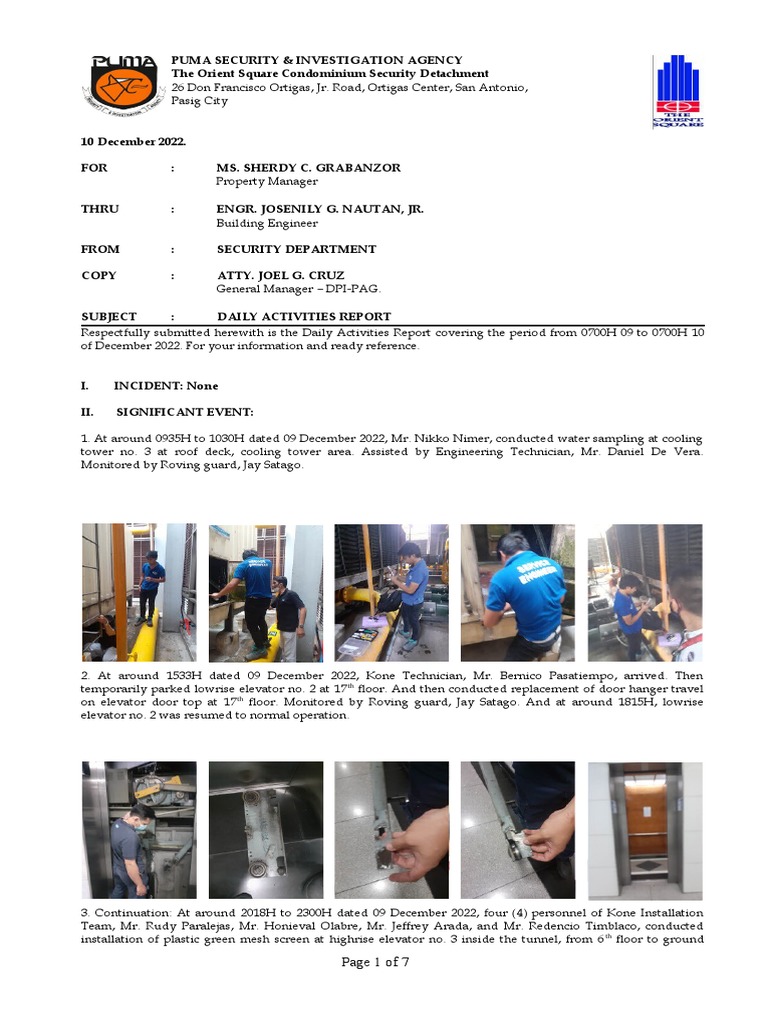 School Daily Activities Report