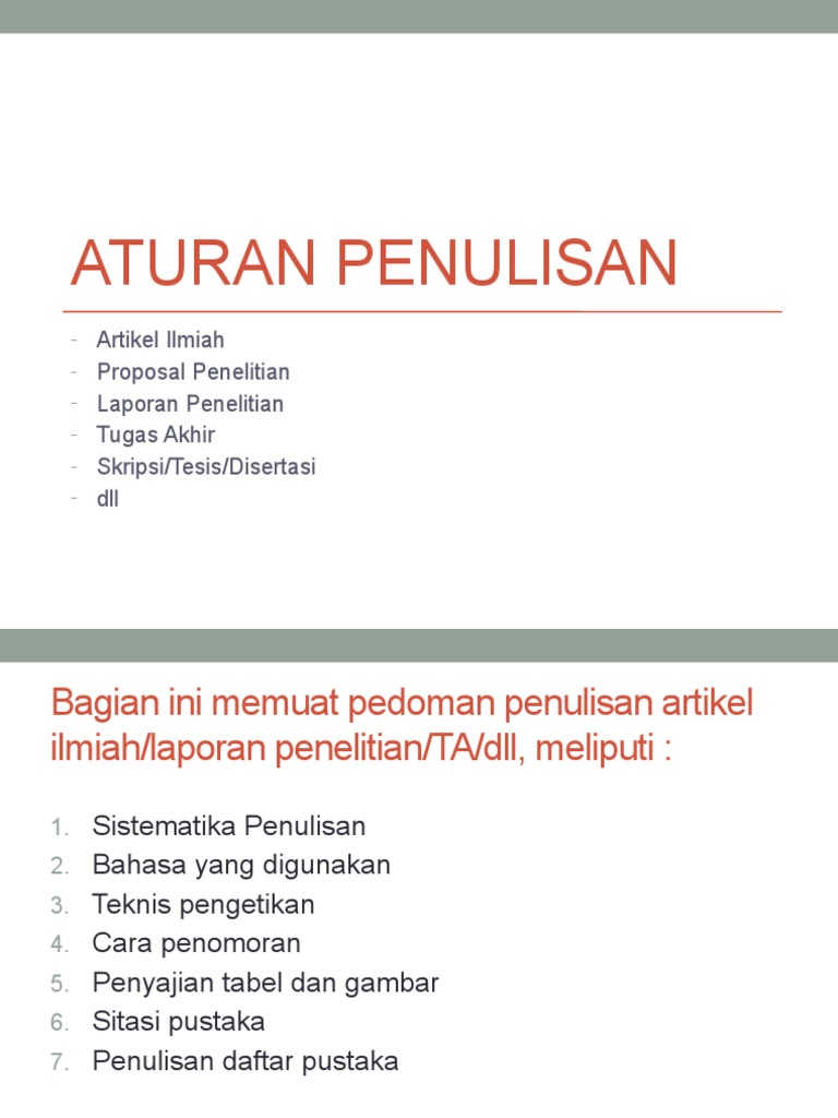Pertemuan 3-4 Aturan Penulisan Laporan Penelitian Atau Tugas Akhir | PDF