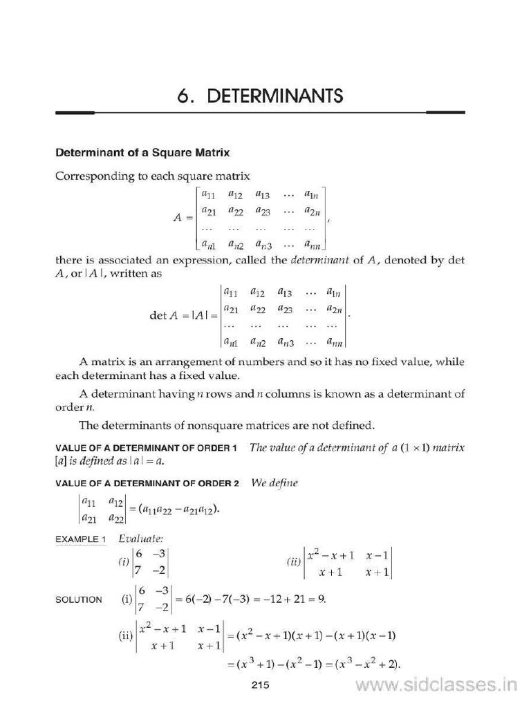 CH 6 Determinants | PDF